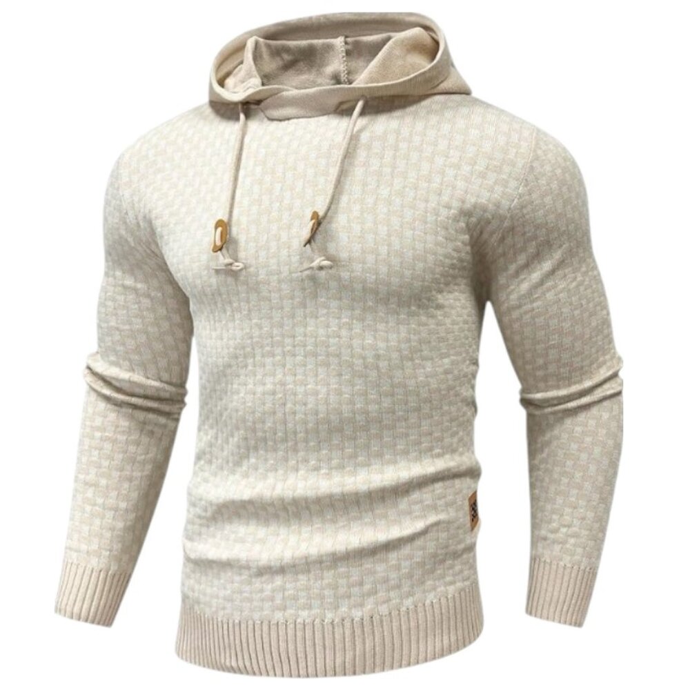 Zaitun Men’s Hooded Sweatshirt | Long Sleeve Solid Knitted Pullover Sweater